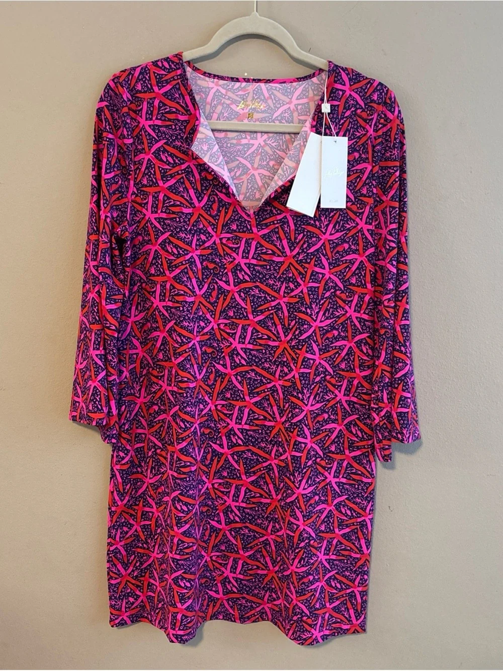 Lilly Pulitzer Johana Long sleeve Coverup Passion Fruit Pink Small NWT #017420